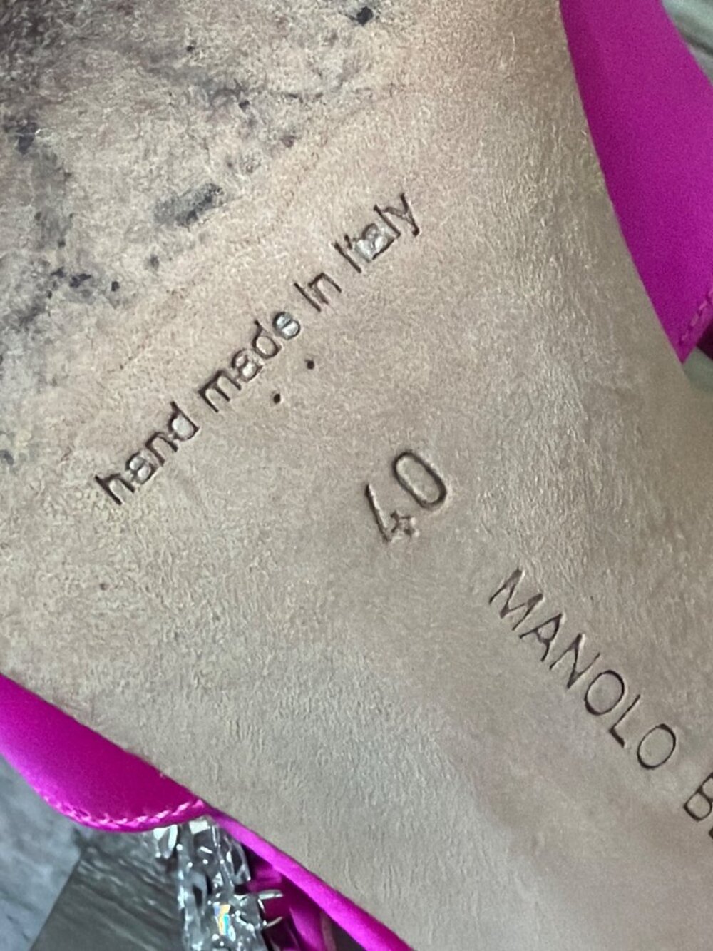 Manolo Blahnik Lurum 90 Pink Satin Crystal Mule Heels w/Box & COA EU 40/US 9-9.5 - Picture 11 of 16